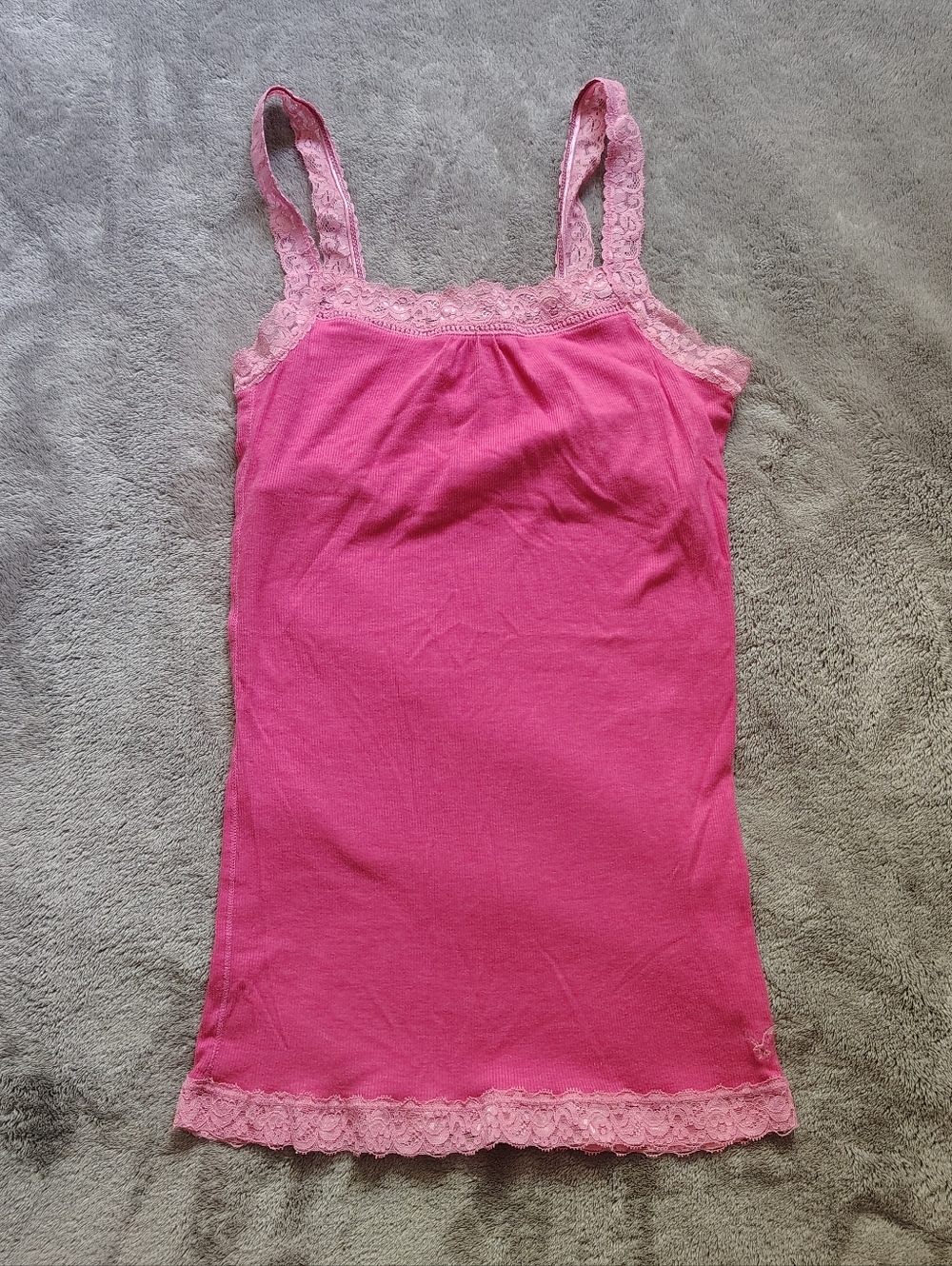 Y2K Vintage American Eagle Lace Trim Pink Cami Preppy Tank Top Small Medium